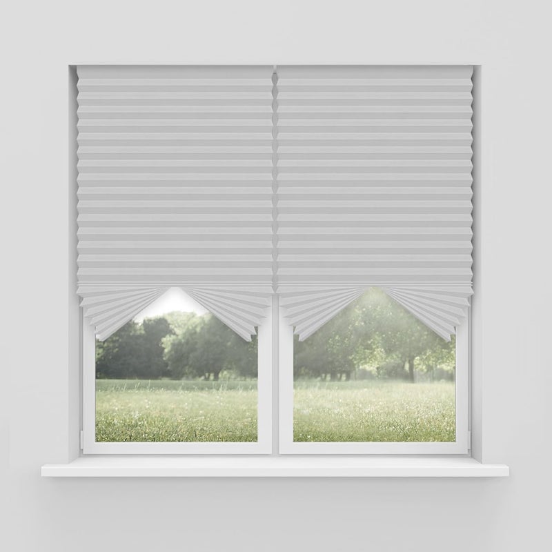 Foiresoft No Tools Pleated Fabric Shades, Temporary Window Blinds, No Drilling Self Adhesive Blinds, Easy to Cut and Install, Trim at Home, Cordless Duo Tone Blackout White, 48in X 72in, 3Pack - Image 1